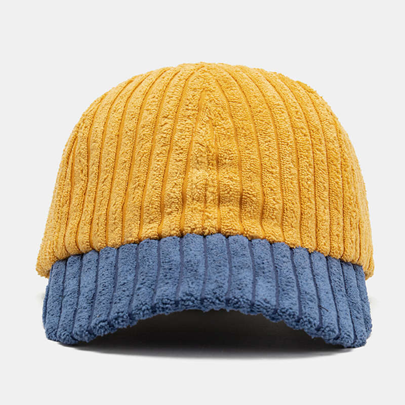 Collrown Men Corduroy Contrast Color Casual Youth Personality Sunvisor Curve Brim Baseball Hat