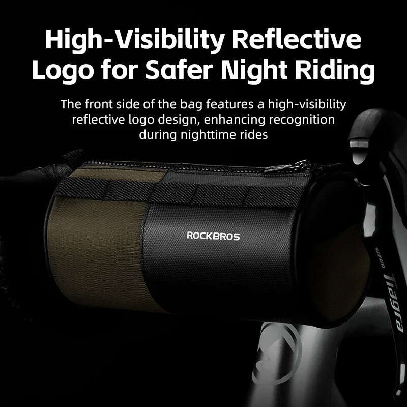 ROCKBROS Bicycle Handlebar Bag 1.7L Large Capacity Three-point Fixation Adjustable Strap Shoulder Ba