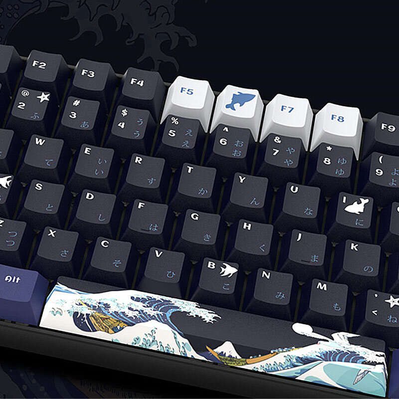 XVX 132 Keys Black Coral Sea PBT Keycap Set Cherry Profile Sublimation Japanese Custom Keycaps for M