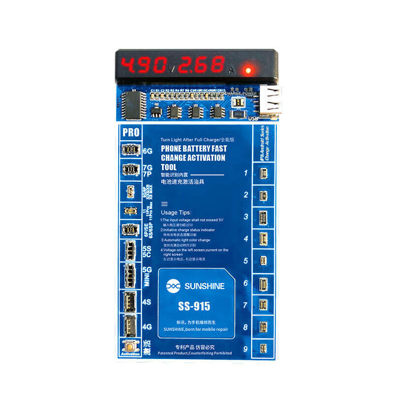 SS-915 Universal Battery Activation Board Quick Charge PCB Tool with USB Cable for iPhone Android HU