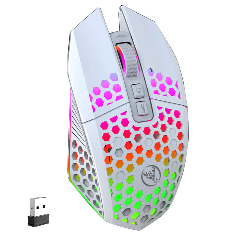 HXSJ T500 2.4G Wireless Mouse RGB 800-1600DPI Type-C Rechargeable Mute Gamer Mice for PC Laptop Comp