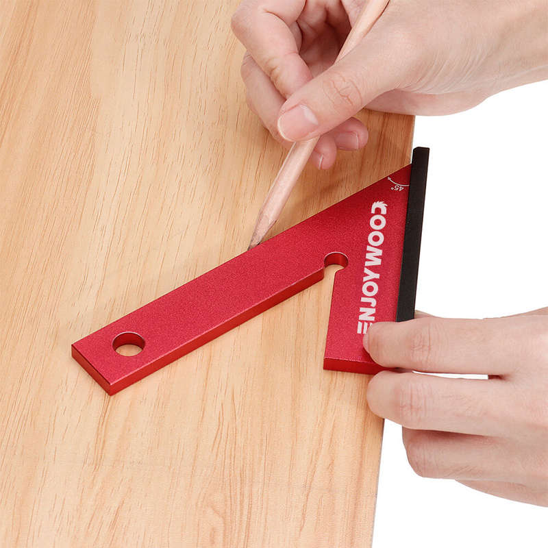 ENJOYWOOD Aluminum Alloy Miter Square with Base 45 Degree Right Angle Ruler Miter Angle Corner Ruler