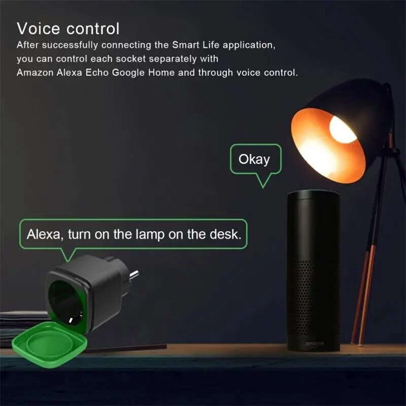 RSH-OP003 16A Tuya Smart WiFi Socket IP44 Waterproof Energy Monitor EU Plug Wireless Remote Control