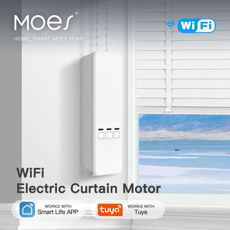 MOES Tuya WiFi Smart Curtain Motor Electric Chain Roller Blinds Shade Shutter Drive RF Remote Kit Sm