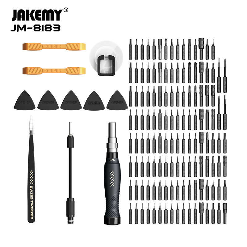 Jakemy 145PCS Precision Screwdriver Set with Comprehensive Repair Kit with 132 CR-V Bits, Anti-Slip