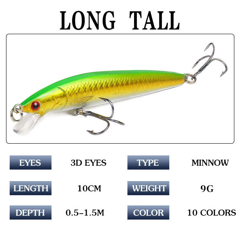 10PCS 9g 10cm Floating Fishing Lures Set Artificial Hard Fish Bait