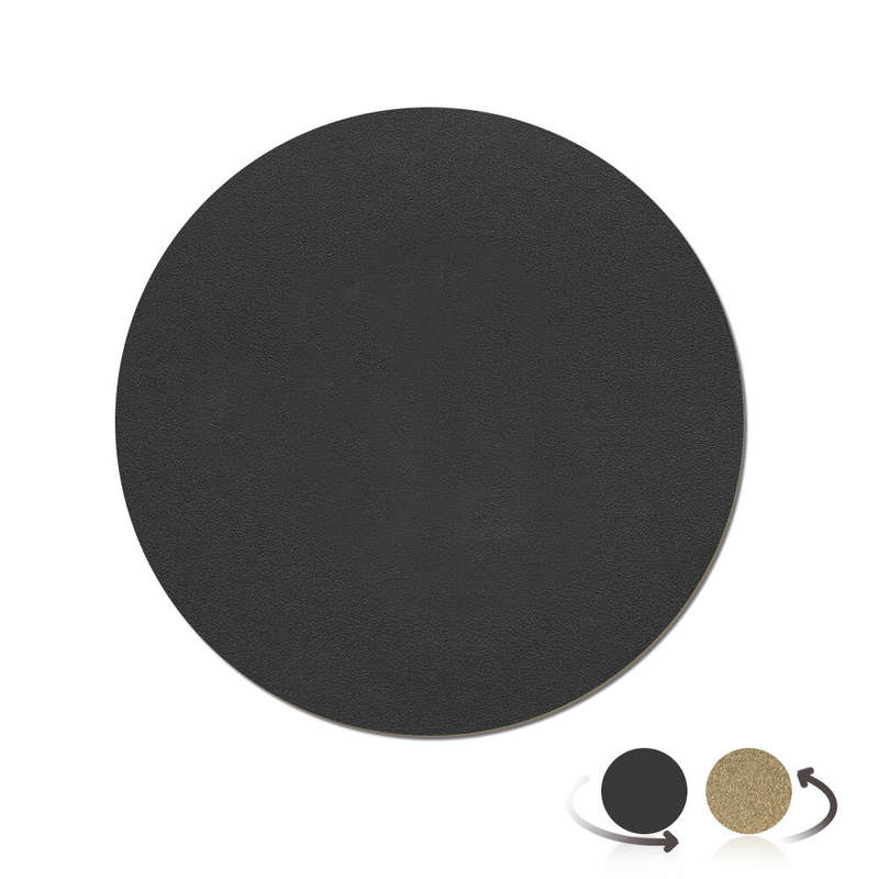 AtailorBird Round Mouse Pad PU Leather Natural Cork Protective Desk Mat Waterproof Non-Slip Double-s