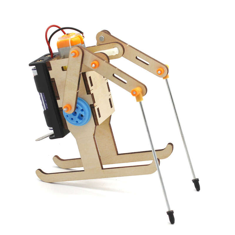 Wooden Ski Robot Model Assembly Kit DIY Children's Science Experiment Education Toy Student Technolo