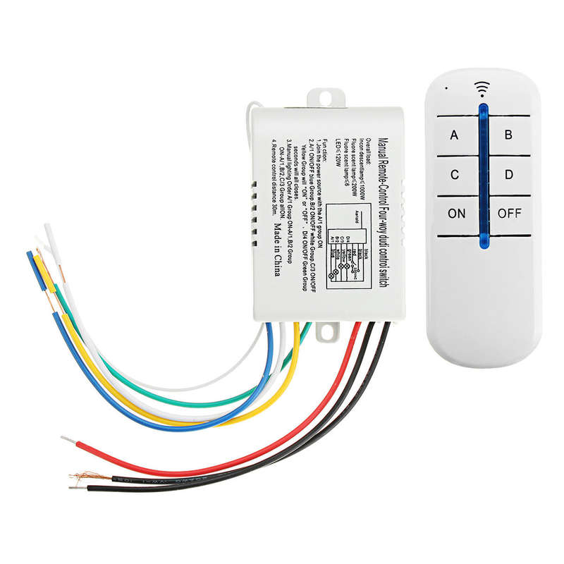 4 Way On Off Wireless Remote Control Switch Receiver Transmitter For Led Lamp