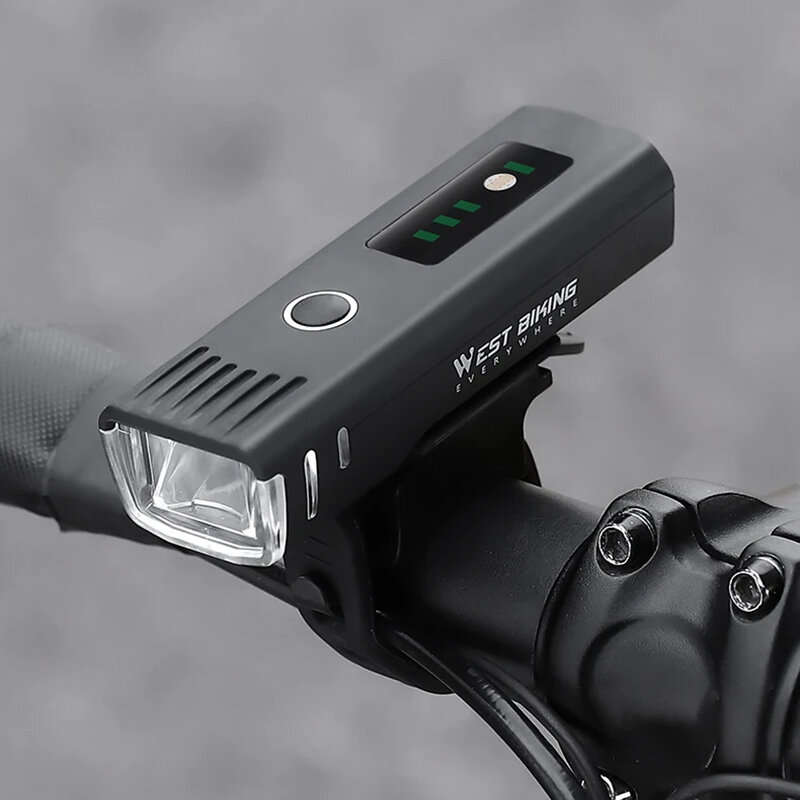 WEST BIKING Smart Sensing Bike Headlight 250Lm Brightness 1500mAh Battery Waterproof 4 Light Modes L