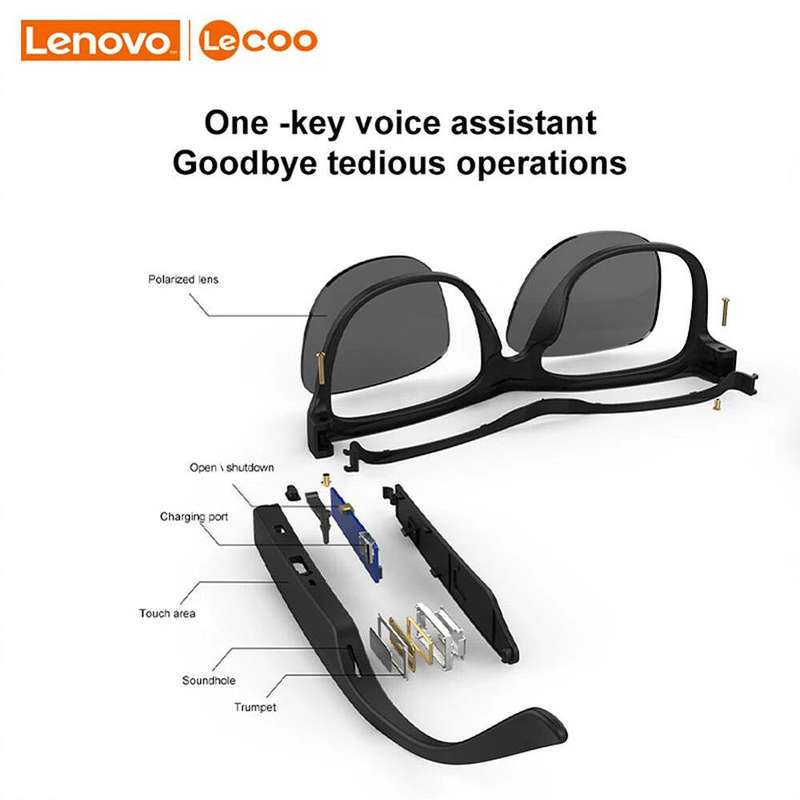 Lenovo Lecoo-C8 bluetooth V5.0 Earphone 120mAh Battery IPX6 Waterproof Anti-glare Voice Control Smar