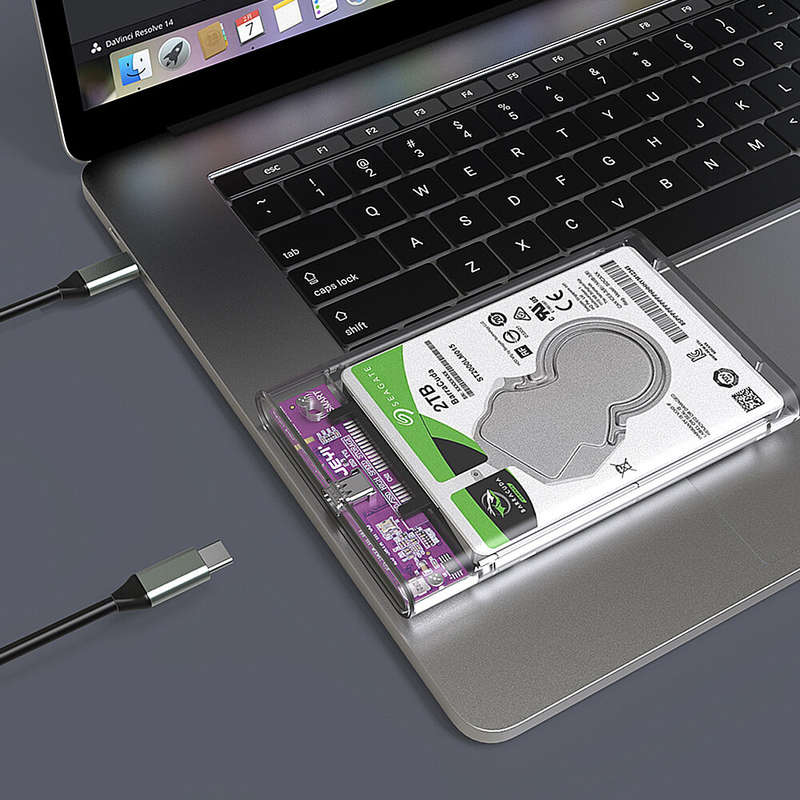 JEYI 2.5" Hard Drive Enclosure Clearly Case USB 10Gbps to SATA III/II/I External Hard Disk Case for