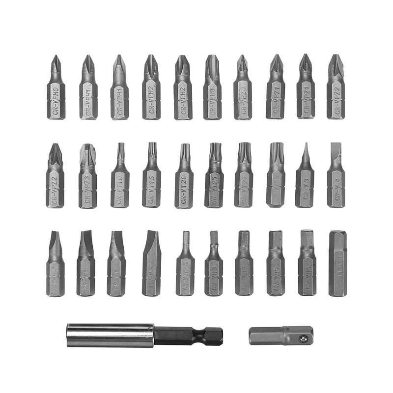 31PCS Drill Bits Set with PH PZ SL H T Sizes and 60mm Extension Rod in Plastic Case Versatile Heavy-