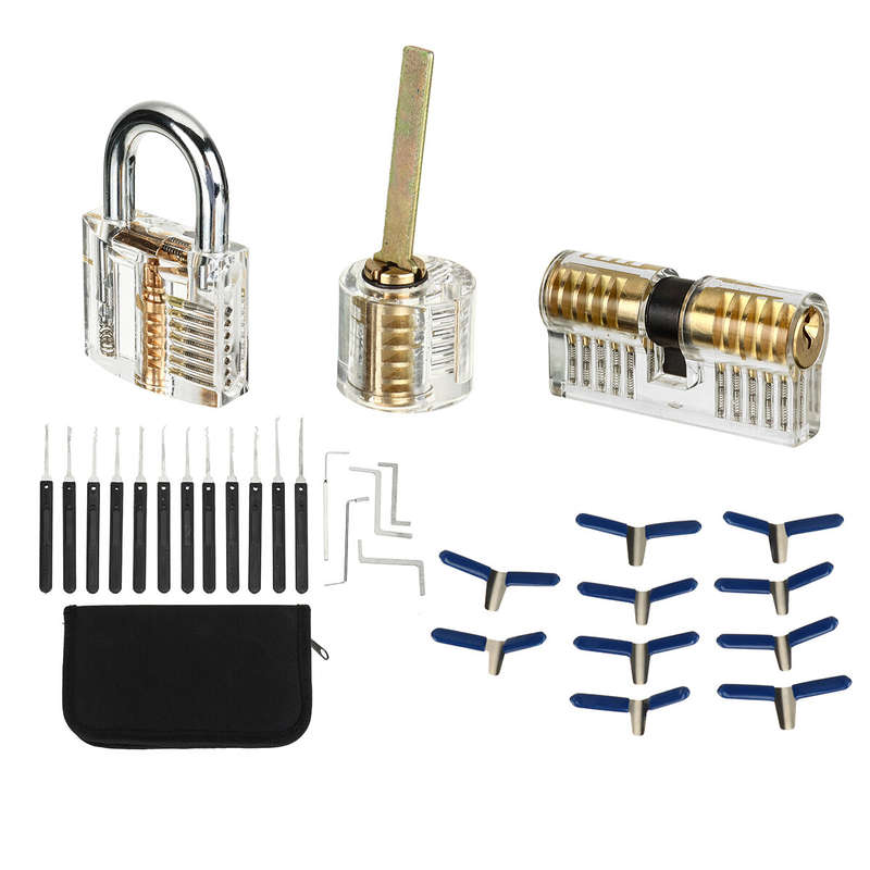 42PCS Stainless Steel Opening Padlock Matching 3 Transparent Practice Locks Quick Opening Padlock Se