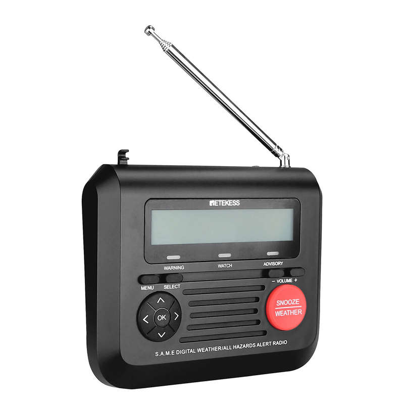 Retekes TR625 Portable NOAA Radio Emergency Weather Alert Radio with Digital Alarm Clock Voice Alert
