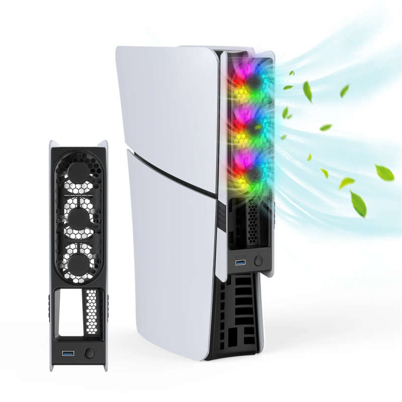 JYS JYS-P5228 for PS5 Pro/PS5 Slim Console Rear Cooling Fan with RGB Light Intelligent Temperature C