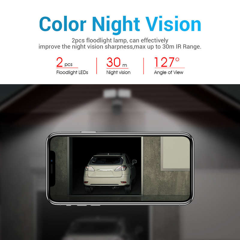 ESCAM QF613 2MP WiFi Floodlight IP Camera PTZ Color Night Vision Two-way Audio H.265 IP66 Waterproof
