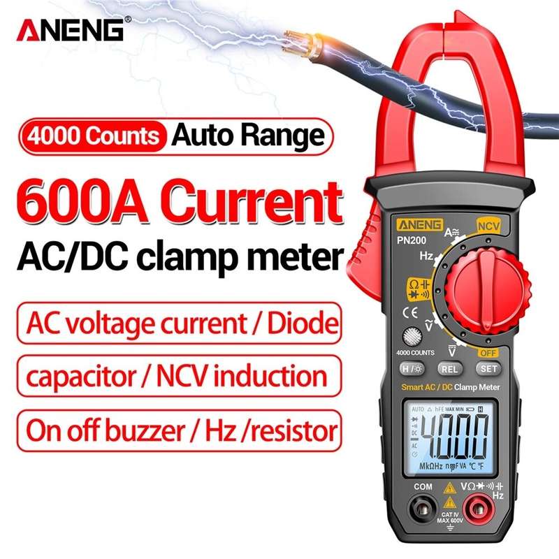 ANENG PN200 Digital Clamp Meter DC/AC 600A Current 4000 Counts Multimeter Ammeter Voltage Tester Car