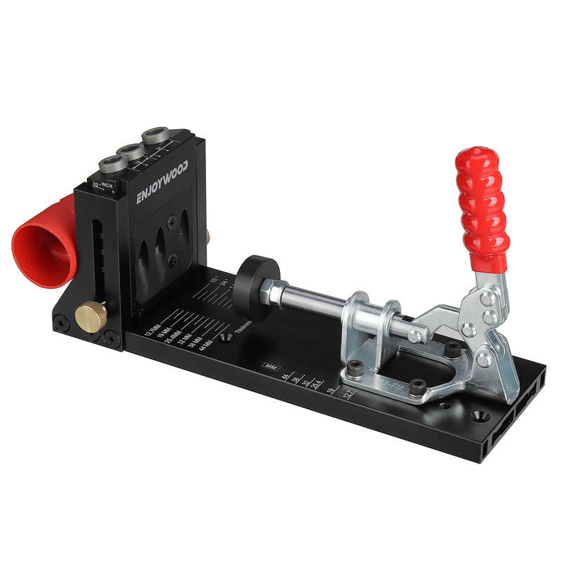 ENJOYWOOD XK4 Pocket Hole Jig Kit Aluminum Alloy Adjustable Woodworking Drilling Guide for Angled Ho