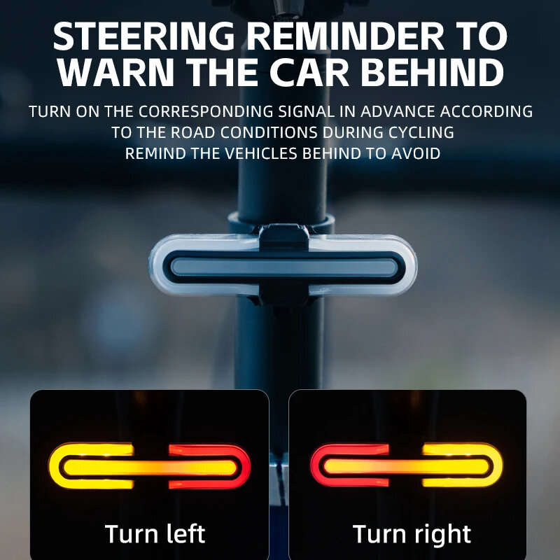 ROCKBROS REX01 Smart Brake Sensing Bike Taillight 500mAh Battery 5 Light Modes USB-C Rechargeable IP