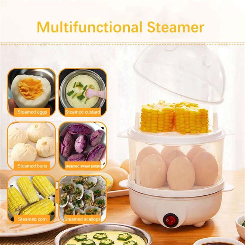 350W Electric Egg Cooker 7 Eggs Capacity 360 Steaming Multifunctional Food-grade Material Quick Heat