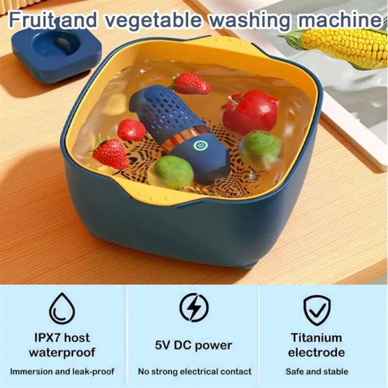 Wireless Fruit Vegetable Washing Machine Protable Capsule Shape Fruit Food Purifier Kitchen Automati