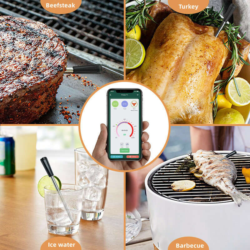AGSIVO bluetooth Wireless Food Meat Thermometer 165ft Long Range Digital Thermometer Alarm for Grill