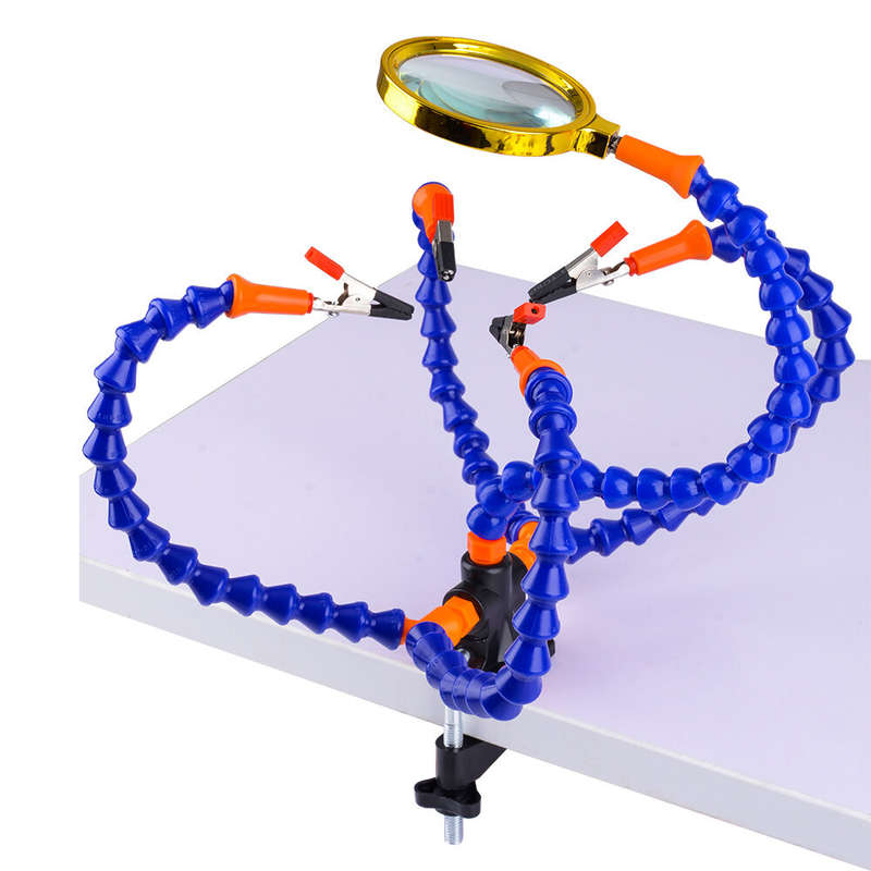 Bench Vise Table Clamp Soldering Station With 5Pc Flexible Arms Soldering Iron Holder Pcb Welding Re