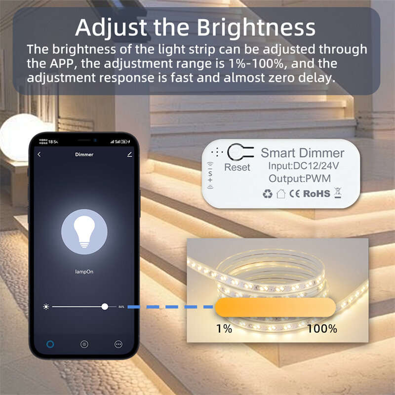 Tuya WiFi Smart Dimmer LED Cabinet Light Driver Timing Function Smart Scenes APP Remote Voice Contro