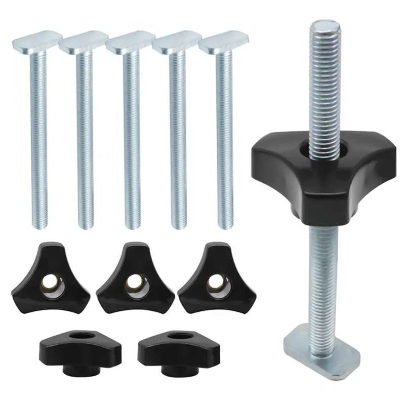 5 Pack T Bolt Knob Kit Miter Track Sliding Nut Woodworking Tool Jigs Screw Fixture For Workbench T-S