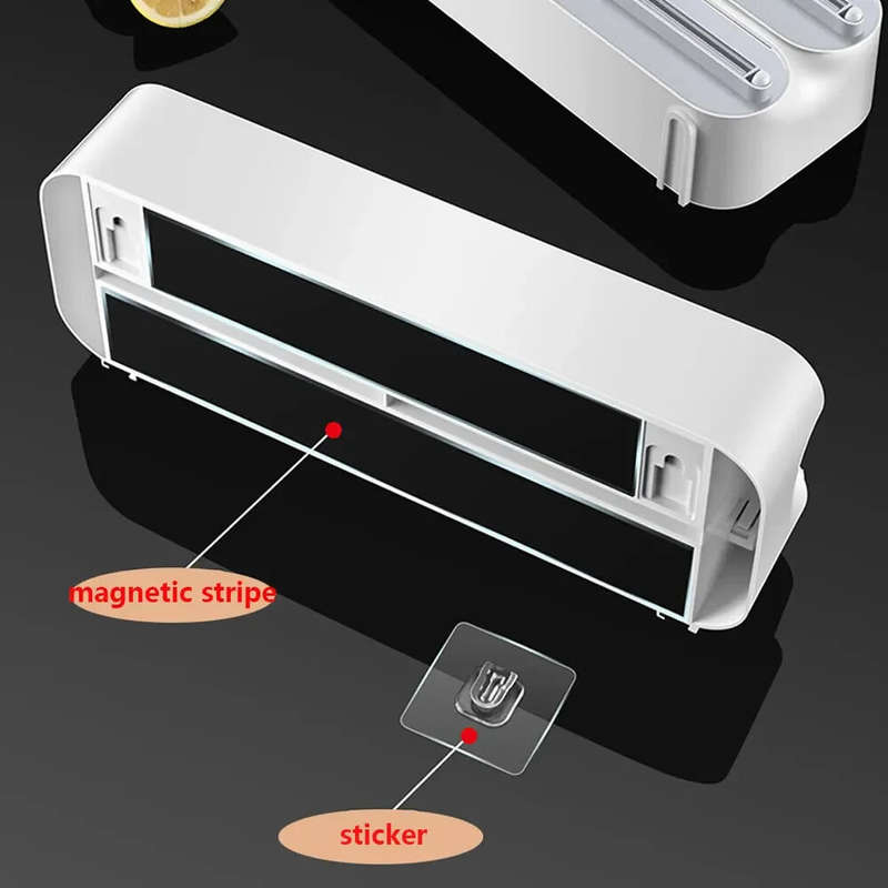 Creative Magnetic Wall-mounted Multifunctional Double-layer Plastic Wrap Cutter Baking Cutter Adjust