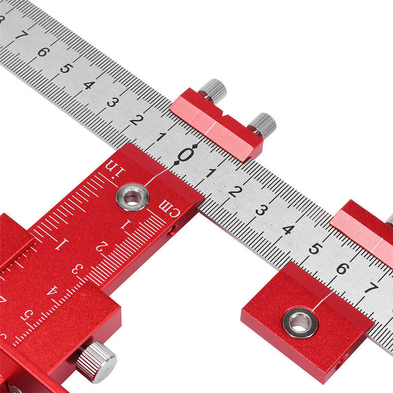 ENJOYWOOD Red Aluminum Alloy Metric/Inch Cabinet Hardware Jig 5mm Drill Guide Cabinet Handle Templat