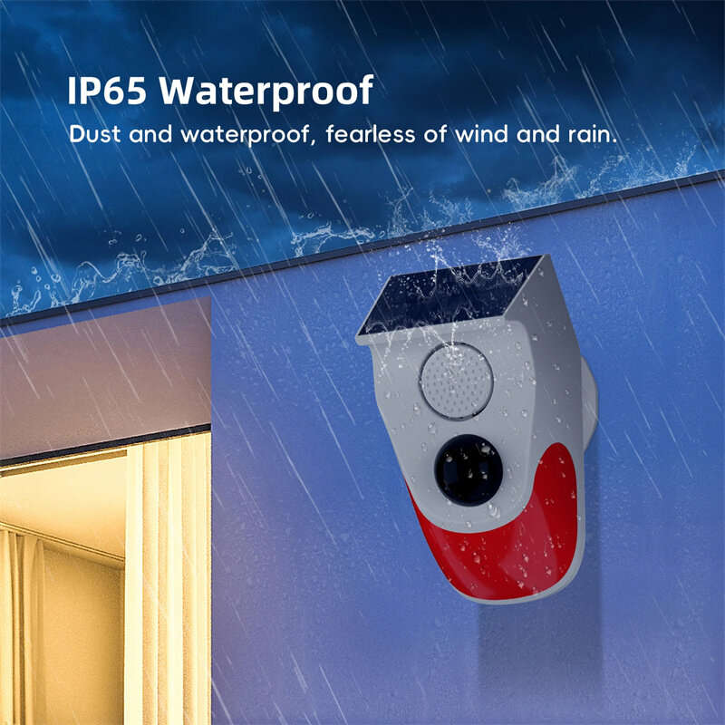 Outdoor Solar Sound Light Alarm Motion Sensor 1000mAh Battery 120 Decibels Siren Sound Alert Flash S