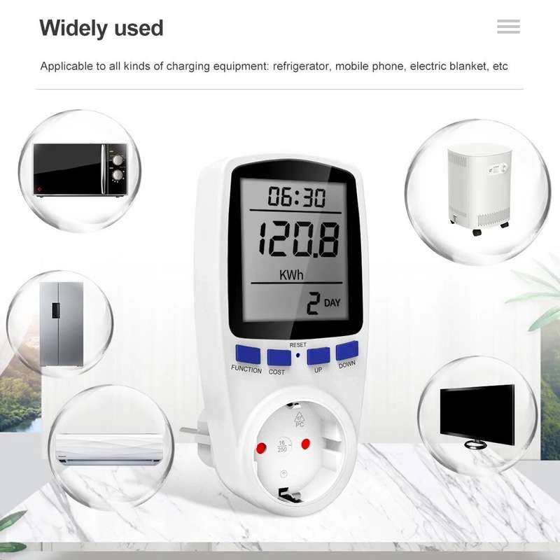 Digital Wattmeter AC 220V Power Meter Electricy Consumption Energy Meter EU Plug Power Kilowatt Watt