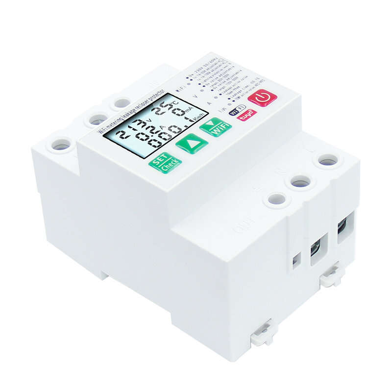 Tuya Smart Leakage Circuit Breaker WIFI Energy Meter Kwh Metering Switch Timer with Voltage Current
