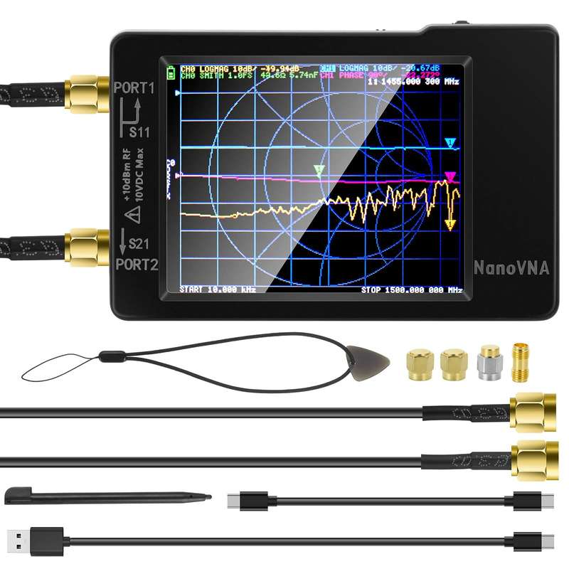 Original Hugen Version 2.8 Inch NanoVNA-H Vector Network Antenna Analyzer 10KHz-1.5GHz MF HF VHF UHF