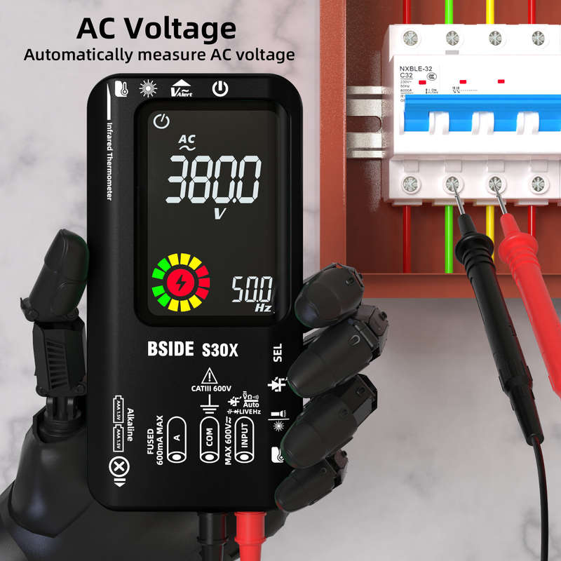 BSIDE S30X Infrared Temperature Multimeter DC/AC Voltage Resistance Capacitance Frequency Tester wit