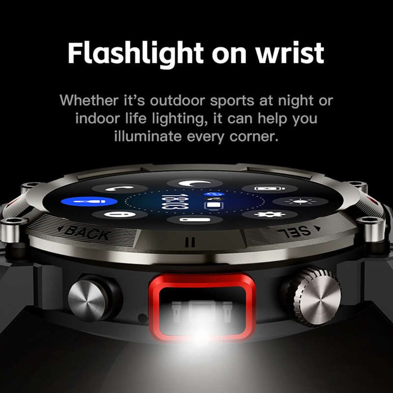 Bakeey 1.45 inch HD Screen Built-in Flashlight bluetooth Call Heart Rate Blood Pressure Blood Oxygen