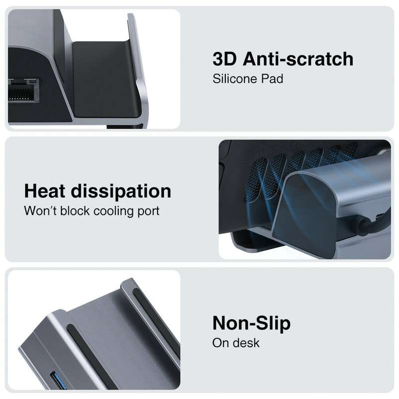 Bakeey Steam Deck Dock 6 in 1 Steam Deck Docking Station Stand Accessories 3*USB 3.0 HDMI 4K@60Hz Gi