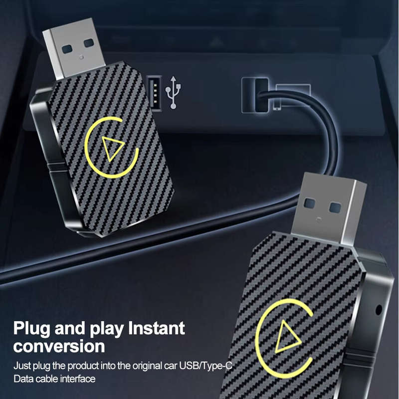 2 in 1 Wireless Carplay Adapter for Apple iOS Android Auto Smart USB Plug and Play bluetooth-compati