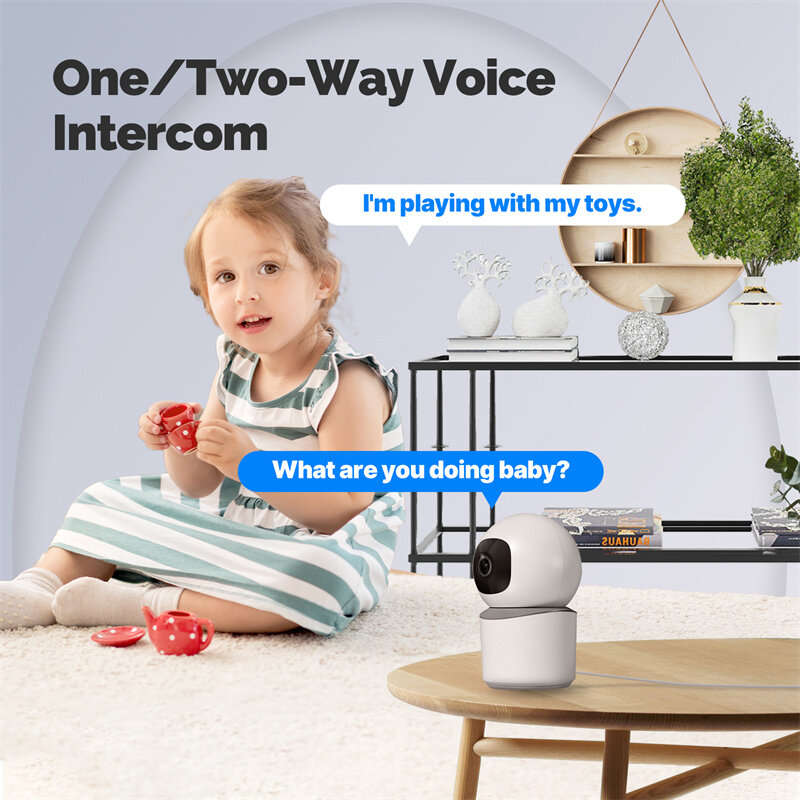 MoesHouse Tuya WiFi Indoor PTZ Security Camera 3MP HD Infrared Night Vision Motion Tracking Two-way