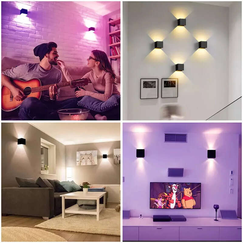 9W Tuya WIFI Smart RGB LED Wall Lamp Outdoor Waterproof Cube RGBW APP Dimming Exterior Wall Light At