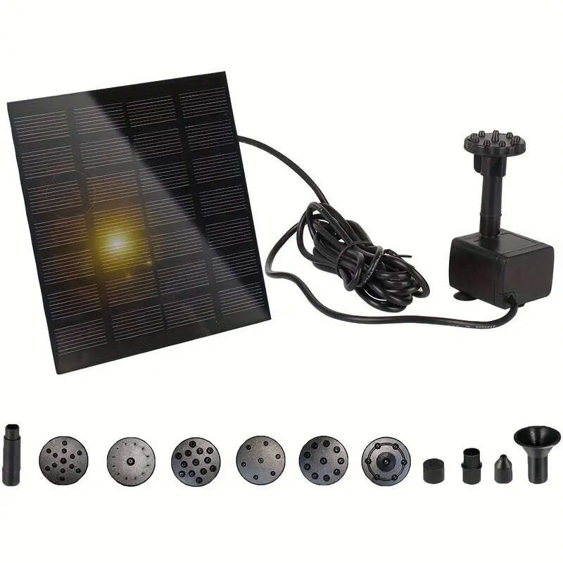 Solar Powered Water Pump Kit for Garden Decor with 8 Nozzle Attachments Environmentally Solar Panel