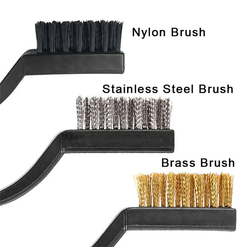 15PCS Wire Brush Set Stainless Steel Brass & Nylon Curved Handle Brushes for Cleaning Welding Slag &