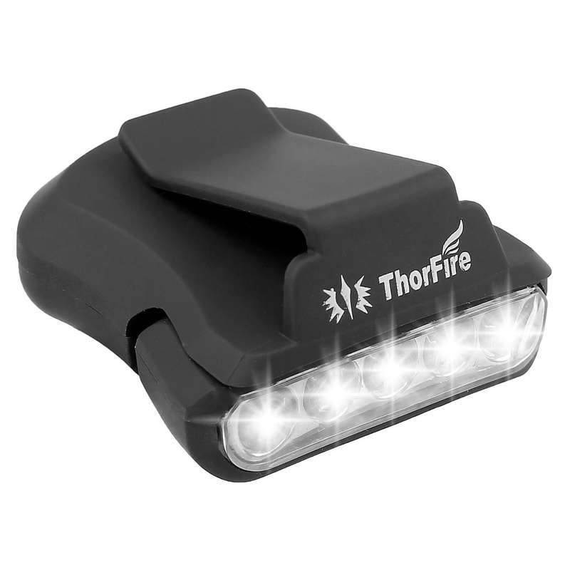 ThorFire 30LM 5-LED Hat Clip Light Hands Free Rotatable Ball Cap Visor Light Perfect for Hunting Cam