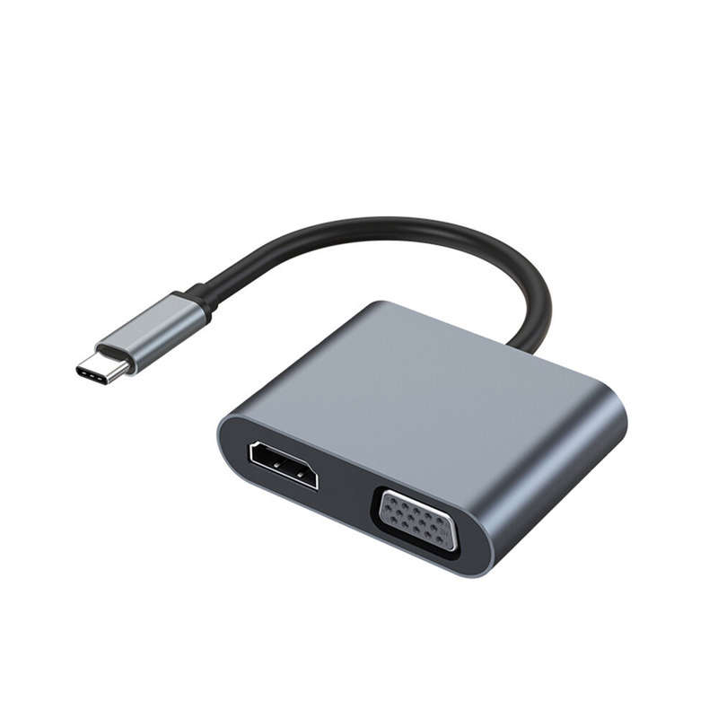4 in 1 Type-C Docking Station 100W PD 4K/30Hz HDMI 1080P VGA USB3.0 Hub USB-C Splitter Adaptor for P