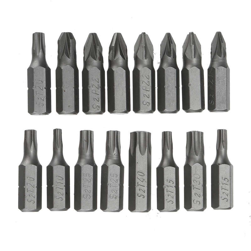 17PCS Socket Screwdriver Metal L-shaped Angle Head Twin Wrench Driver Torx Pozidriv Bit
