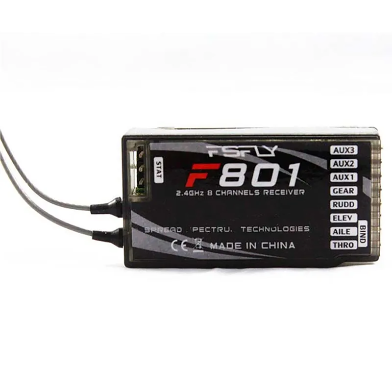 FSFLY F801 2.4GHz 8CH PPM DSM-X/DSM2 Receiver Support Spektrum DX6 DX7 DX8 DSM2 JR Transmitter for R