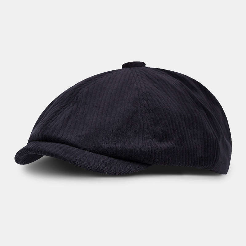 Men Newsboy Hats British Retro Plain Corduroy Short Brim Ivy Cap Octagonal Hat Painter Hat