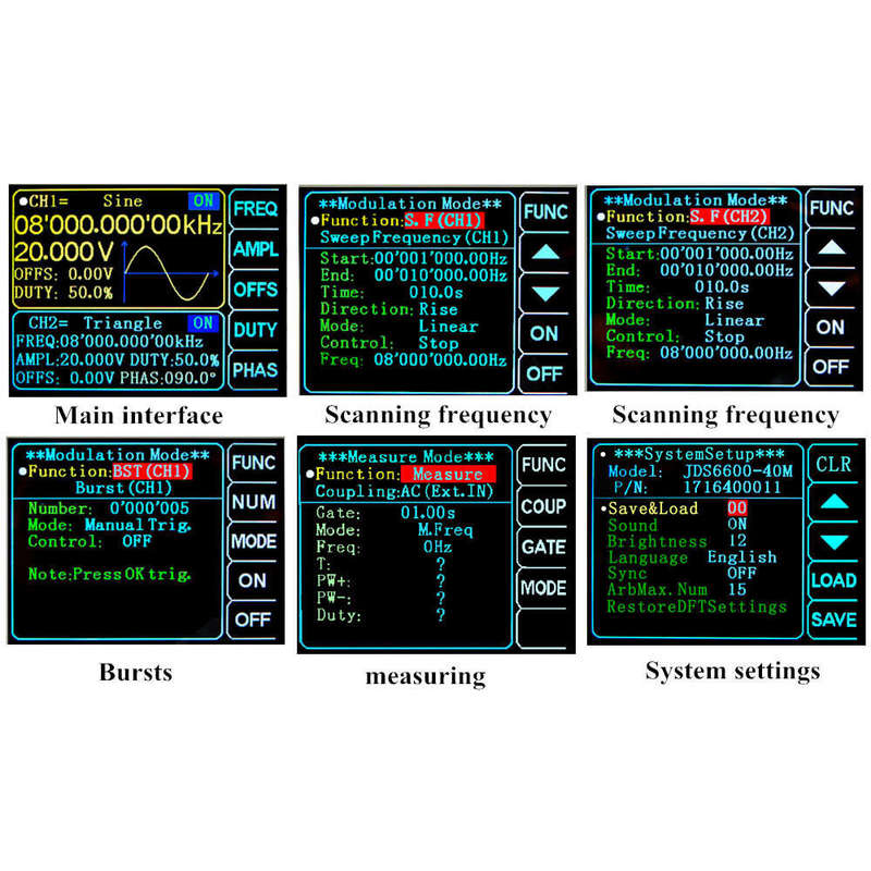 JUNTEK JDS6600 15/30/40/50/60MHz DDS Function Signal Generator/Source Dual/2-CH Frequency Meter Arbi